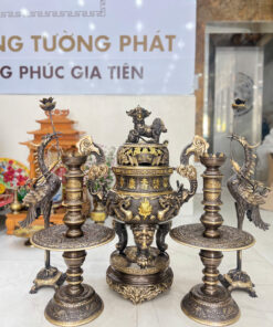 Bộ Đỉnh Đồng Ngũ Sự Cuốn Thư Màu Giả Cổ