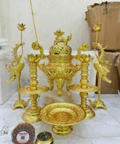 Bộ Đỉnh Đồng Ngũ Sự Cuốn Thư Dát Vàng