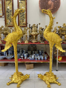 đôi linh hạc dát vàng 24k