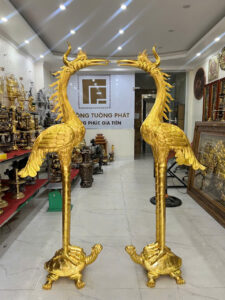 đôi linh hạc dát vàng 24k