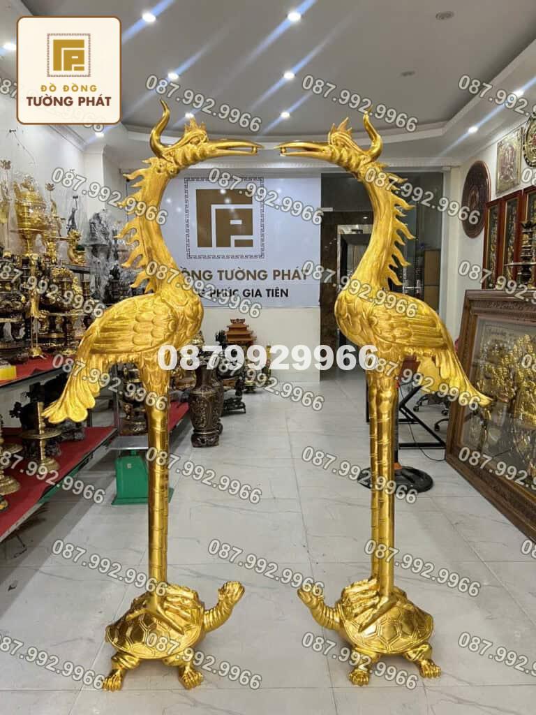 Đôi Linh Hạc Bằng Đồng Cattut 1M76 Dát Vàng 24k