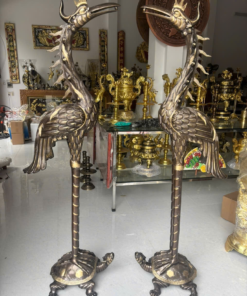 Đôi linh hạc đồng giả cổ cao 1m76