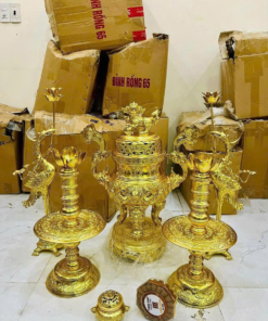 Bộ đỉnh đồng dát vàng nắp cuốn thư tại kho