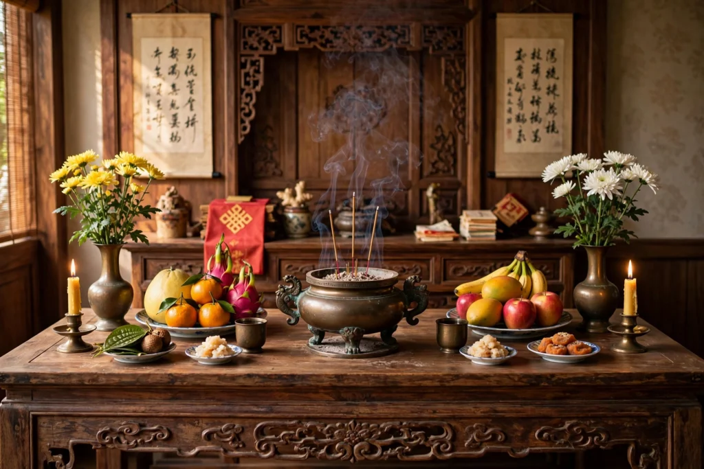 Bày Trí Bàn Thờ Gia Tiên Chuẩn Phong Thủy: Sơ Đồ & Nguyên Tắc